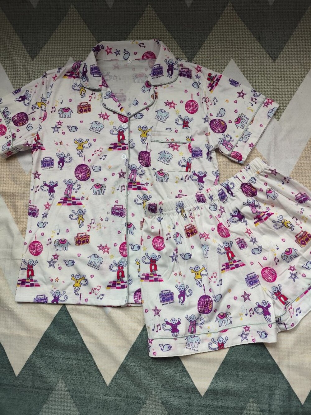 Roller Rabbit Cartoon Print Pajama Set